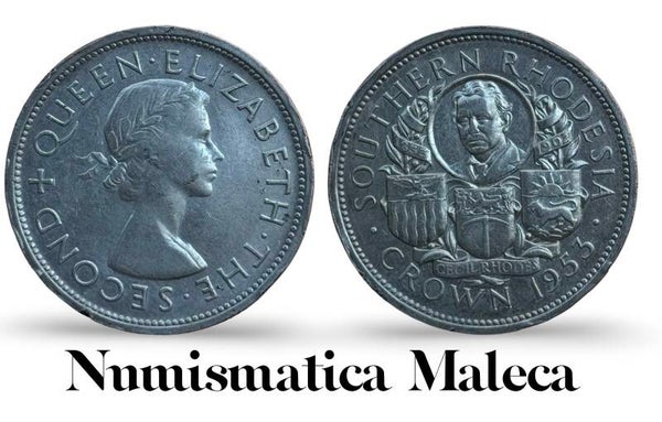 Rhodesia del Sur 1 Crown 1953 Km27 plata