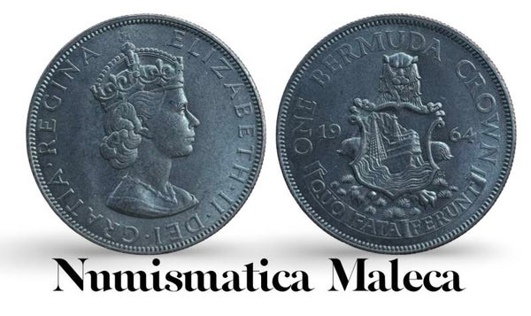 Bermudas 1 Crown 1964 km12 Plata