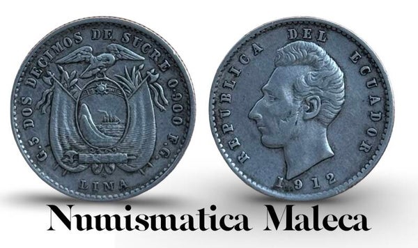 Ecuador 2 Decimos 1912 km51 plata