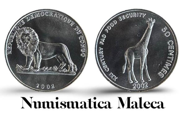 Congo 50 Céntimes 2002 , km78 Unc