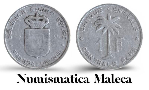 Congo Belga 1 Franc 1957 ,Km4 Raro