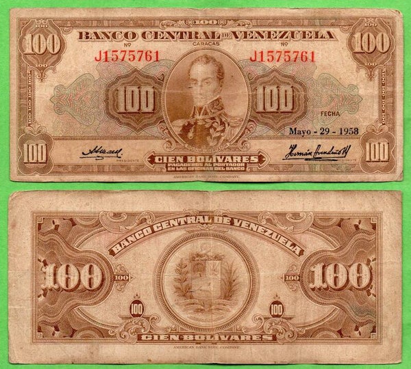 Venezuela 100 Bolivares 1958, P-34c XF