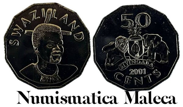 Swaziland 50 Cents 2001, km52 Unc