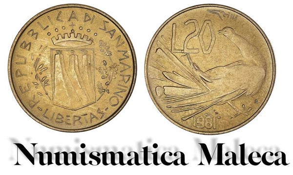 San Marino 20 Lire 1981 Km120 Unc