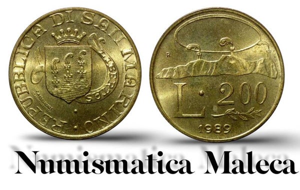 San Marino 200 Lire 1989, km238 Unc