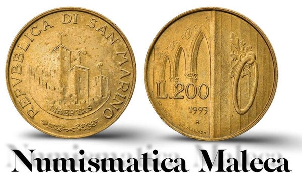San Marino 200 Lire 1993, km300 Unc
