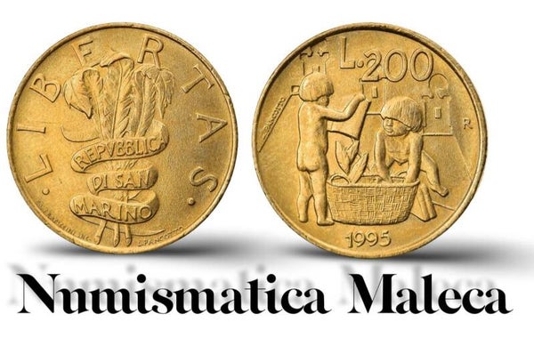 San marino 200 Lire 1995, km329 Unc