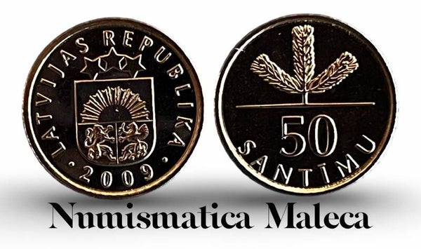Latvias 50 Santimu 2008 Km13 Unc