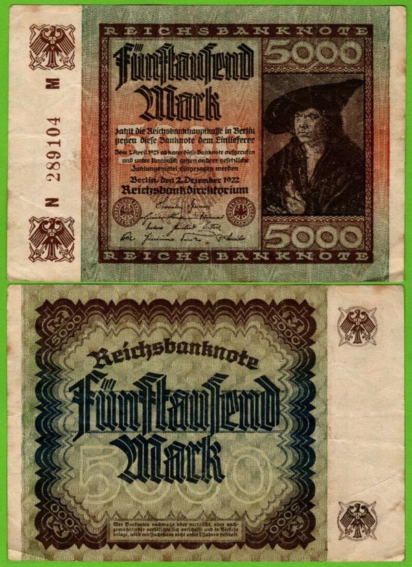 Alemania 5000 Mark 1922, P-81b. M Fina
