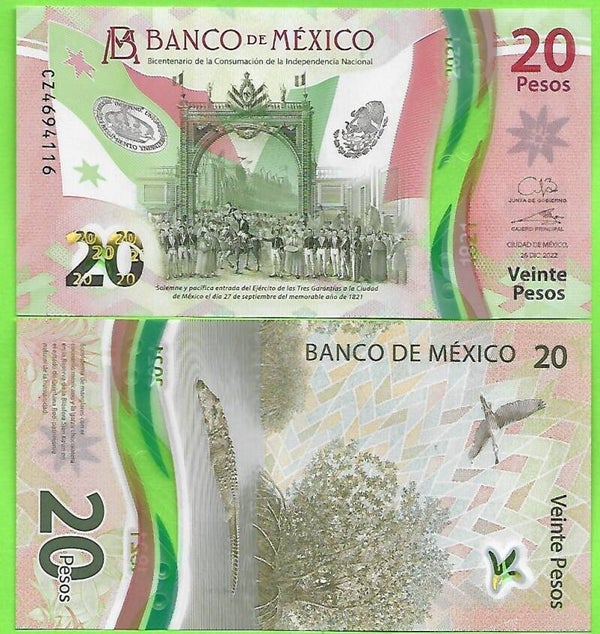 Mexico 20 Pesos 2022, P-new CZ-Prefix Unc