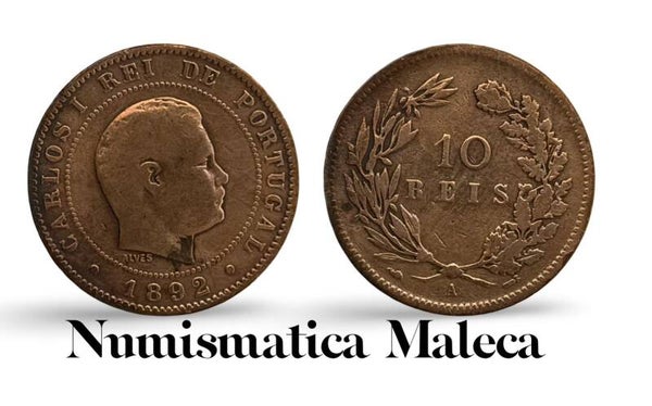 Portugal 10 Reis 1892 , Km532 VF