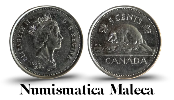Canadá 5 cents 2002, Km446 Vf Comm. 50 aniversario - Sucesión de la Reina Isabel II