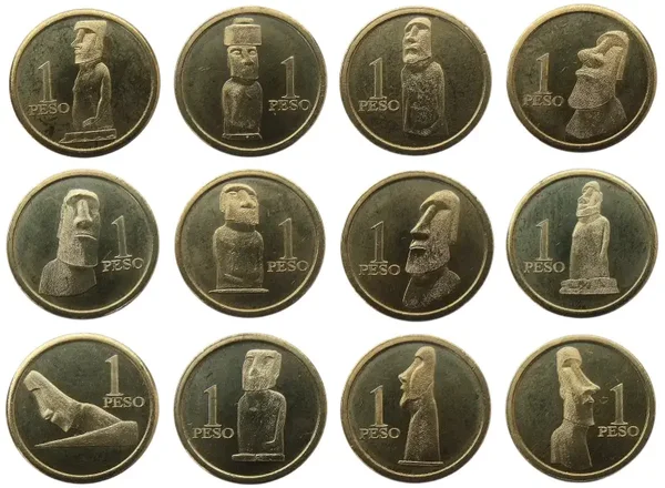 Islas De Pascua set 12 Monedas ESTATUA MOAI
