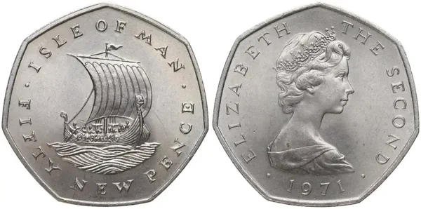 Isla Man 50 New pence 1971 km24a Unc