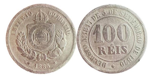 Brazil 100 Reis 1885, km477 (AMERICA)