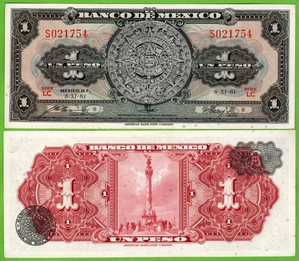 Mexico 1 peso 1961, P-60g Prefix-LC Unc
