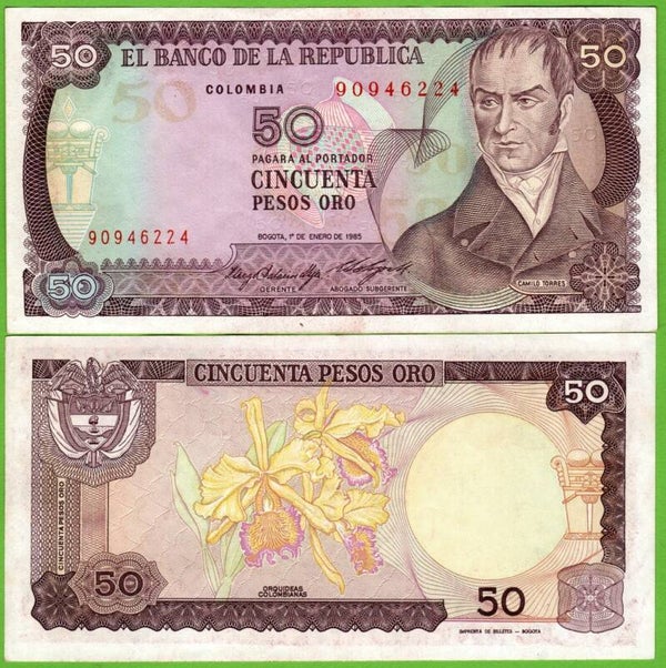 Colombia 50 Pesos 1985, P-425 aUnc
