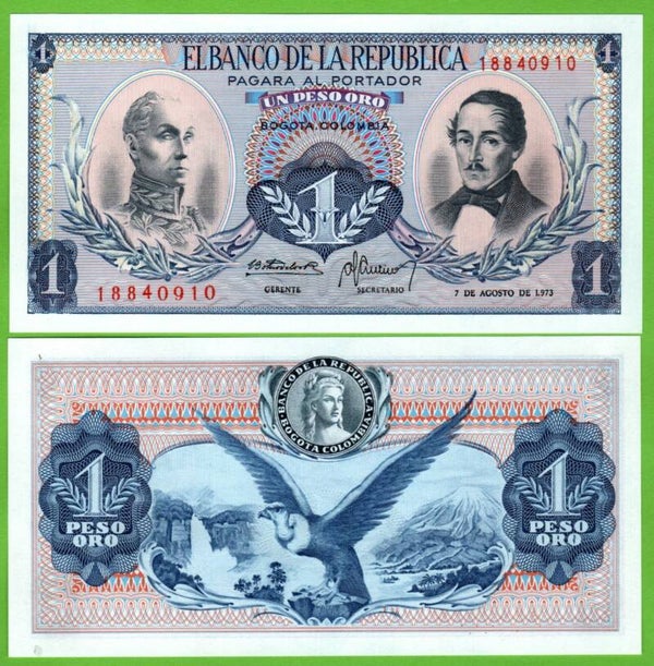 Colombia 1 Peso 1973, P-404e(5) Unc