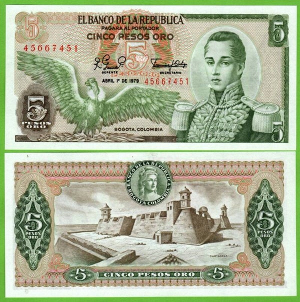 Colombia 5 Pesos 1979, P-406f Unc