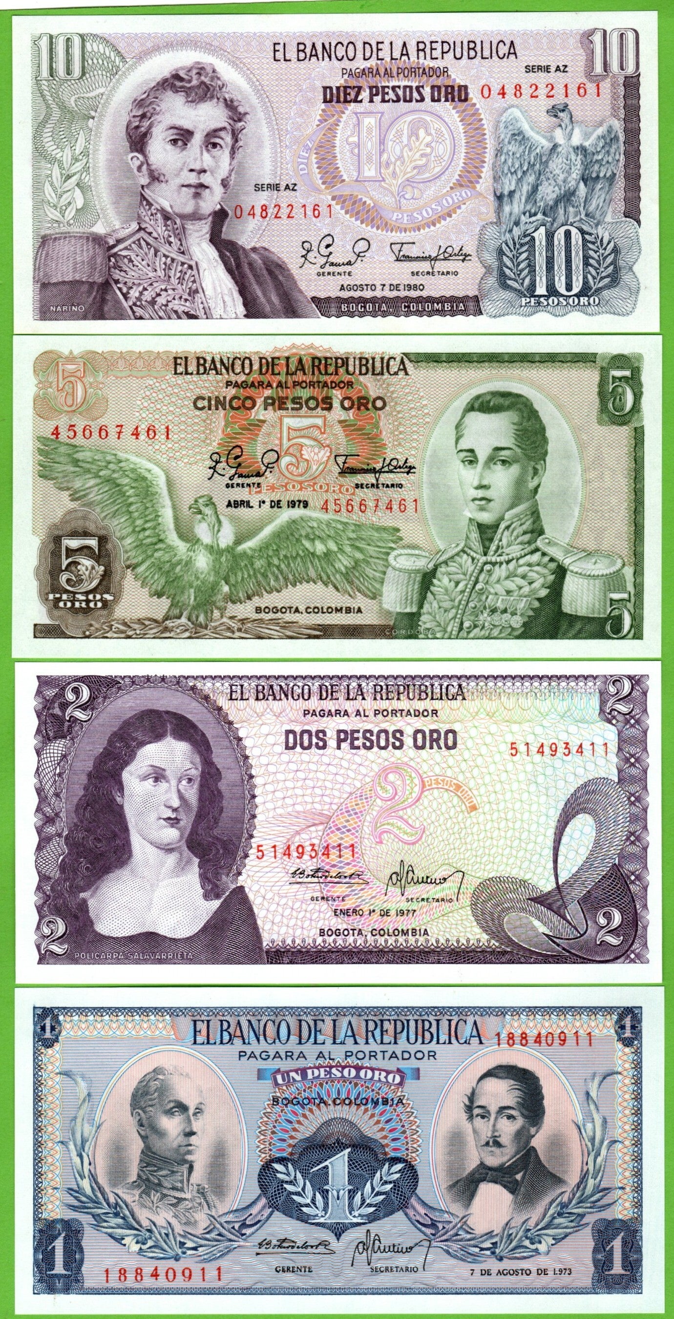 Colombia Set 4 pcs Unc