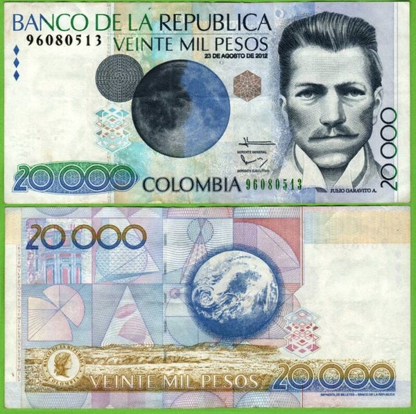 Colombia 20,000 Pesos 2012, P-454x VF