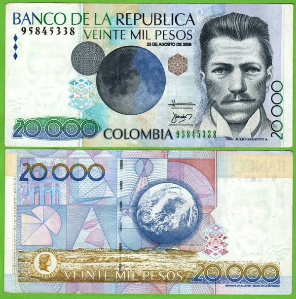 Colombia 20,000 Pesos 2009,  P-454u VF