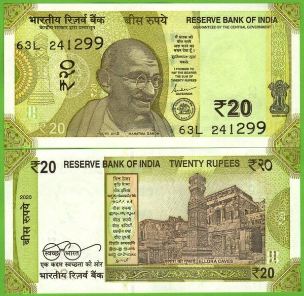 India 20 Rupees 2019, P-w110 Unc