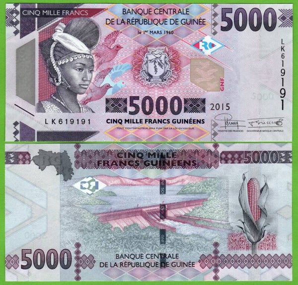 Guinee 5000 Francs 2015, P-50a Unc