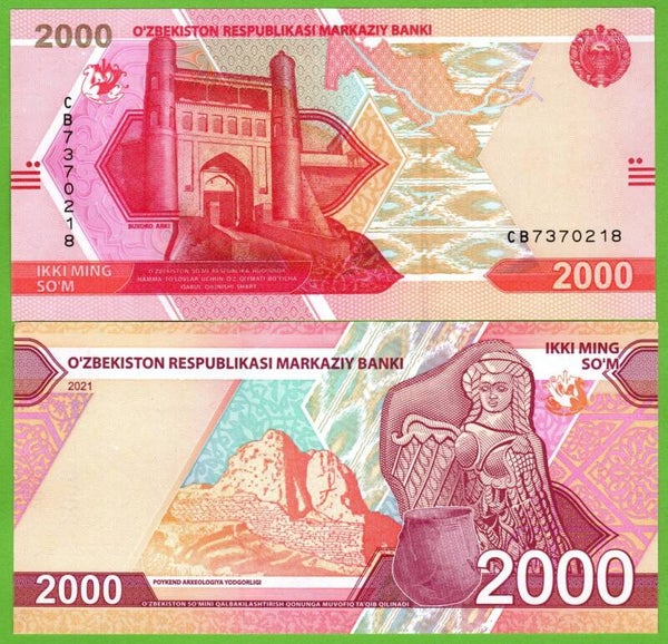 Uzbequistan 2000 Som 2021, P-w87 Unc