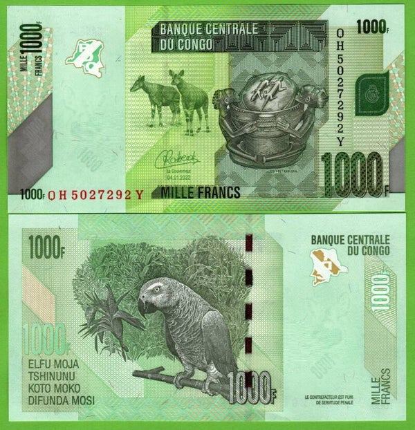 Congo 1000 Francs 2022, P-101 Unc