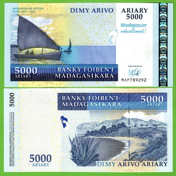 Madagascar 5000 Ariary 2012, P-94 Unc