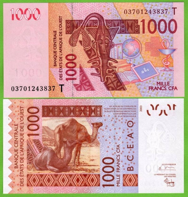 Estados del Africa Occidental 1000 Francs 2003, P-815ta  (Togo) Unc