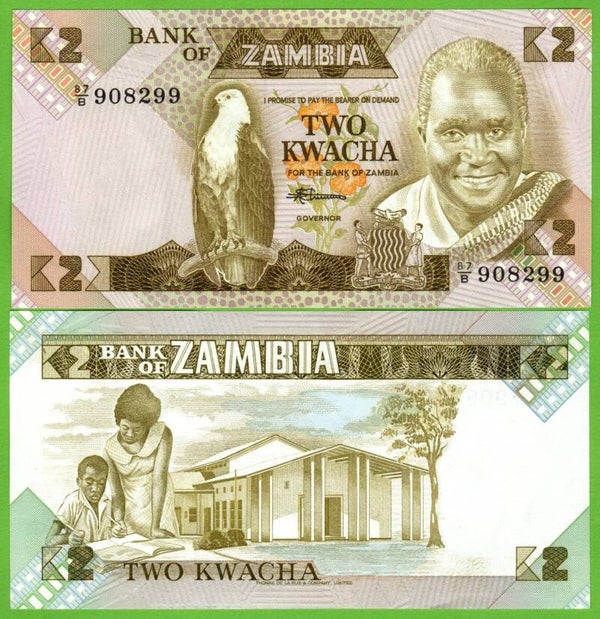 Zambia 2 Kwachas 1988, P-24c Unc