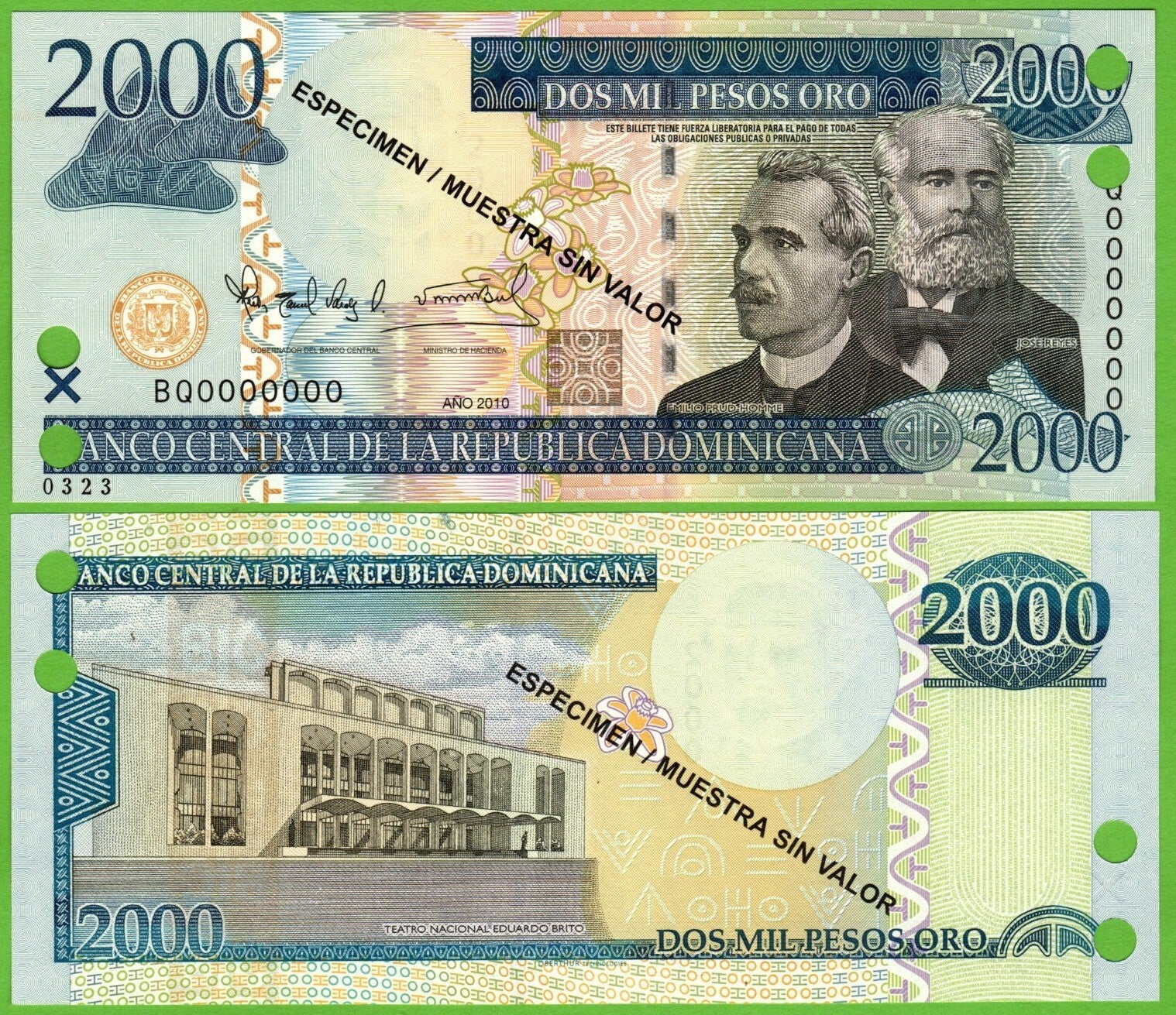 Republica Dominicana 2000 pesos 2010, P-181c Specimen Unc