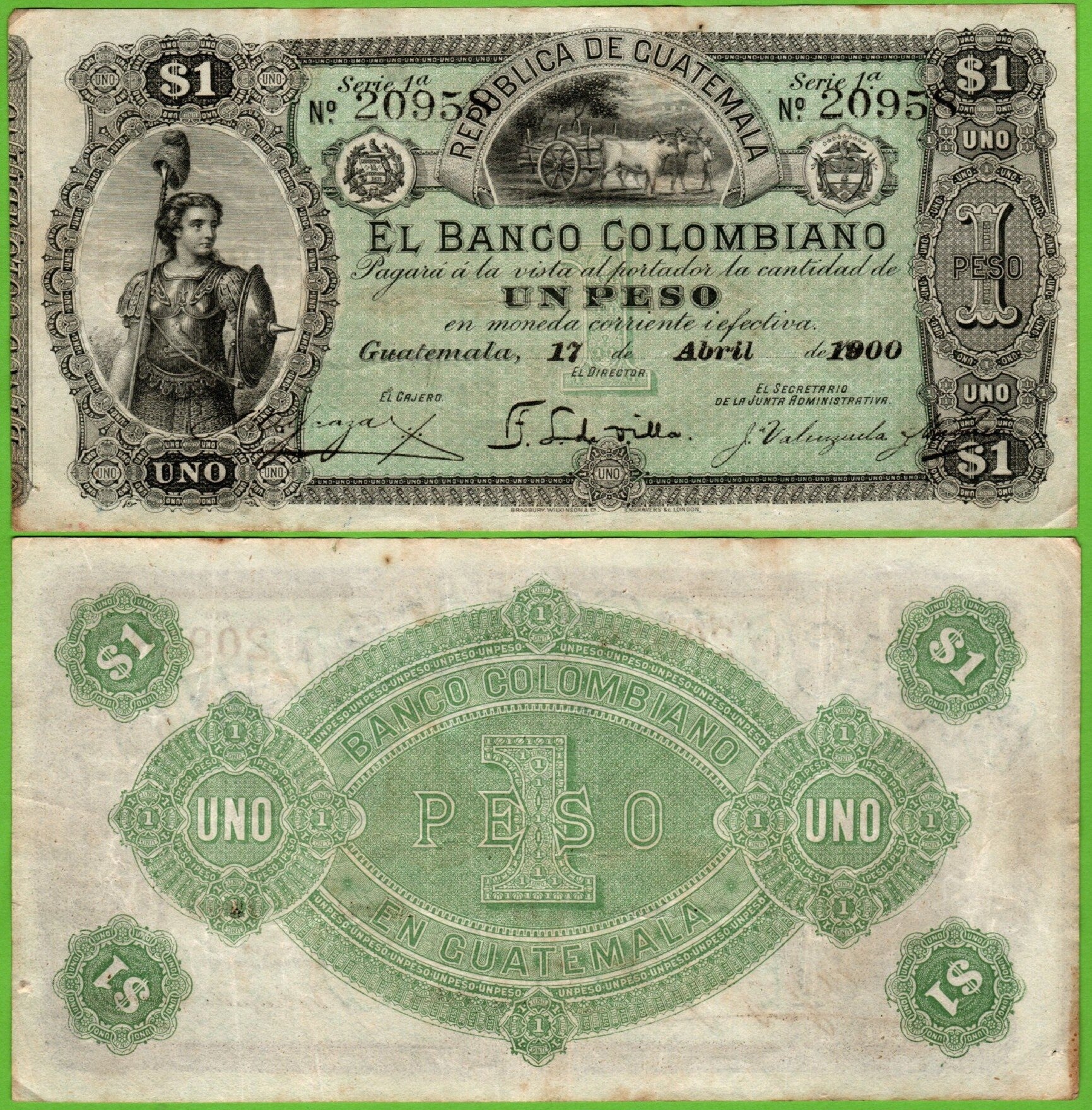 Guatemala 1 peso 1900, P-s121 XF