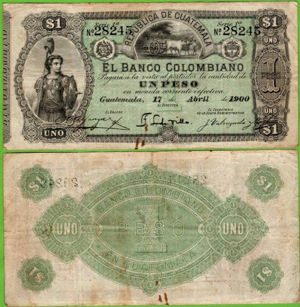 Guatemala 1 peso 1900, P-s121 vf