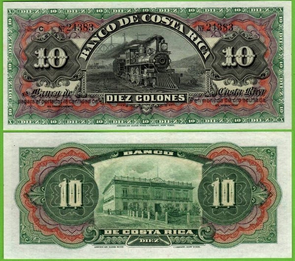 Costa Rica 10 Colones 1901-1908 P-S174  (Tren) Unc