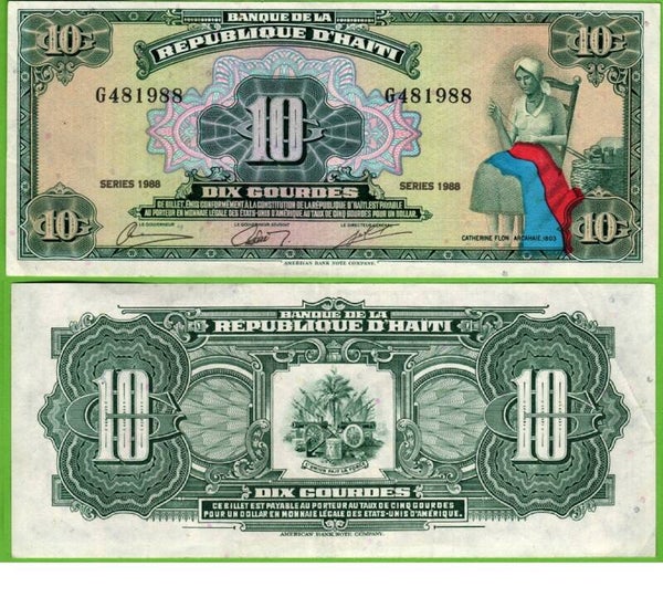 Haiti 10 Gourdex 1988, P-247, Au