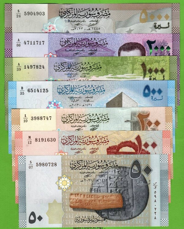 Sirya Set 7 Pcs 50,100,200,500,1000,2000,5000 Pound Unc