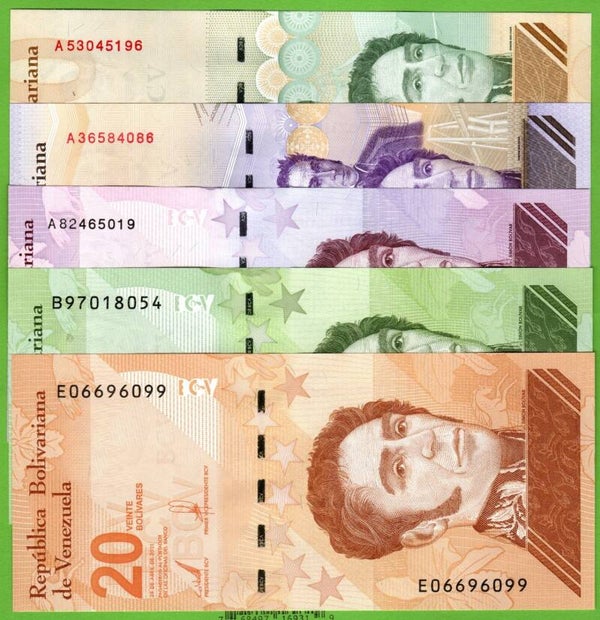 Venezuela Set 5 Pcs Bolivar Digital 2021-2025 Unc