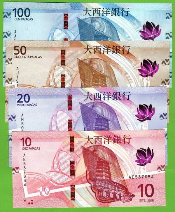Macau Set 4 Pcs 10,20,50,100 Patacas 2020 Unc
