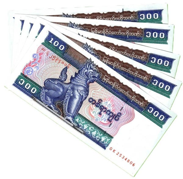 Myanmar 100 Kyats 1997, P-74 Lote 5 Pcs Unc