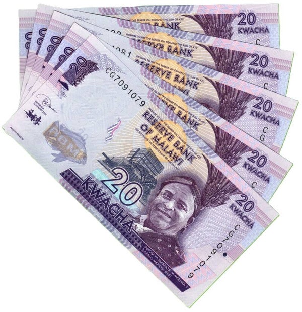 Malawi 20 Kwachas 2020, P-62 Lote 5 pcs Unc