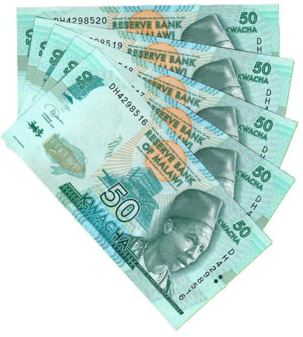 Malawi 50 Kwachas 2020 P-64 Lote 5 Pcs Unc