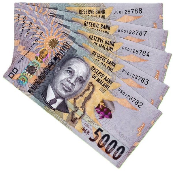 Malawi 5000 Kwachas 2018, P-71 Lote 5 pcs Unc