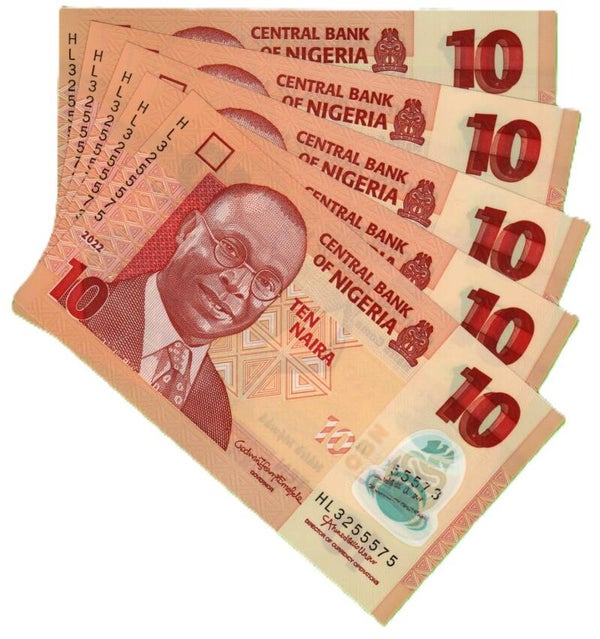Nigeria 10 Naira 2022, P-39n Lote 5 Pcs Unc