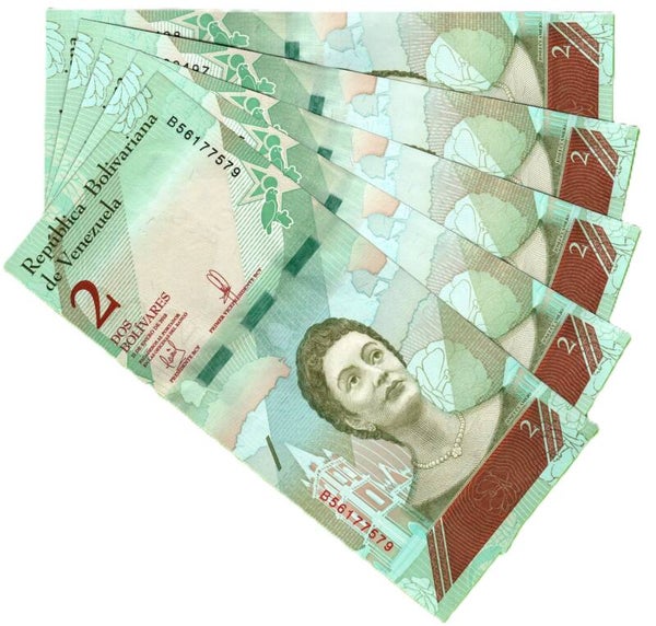Venezuela 2 Bolivares 2018, P-101 Lote 5 Pcs Unc