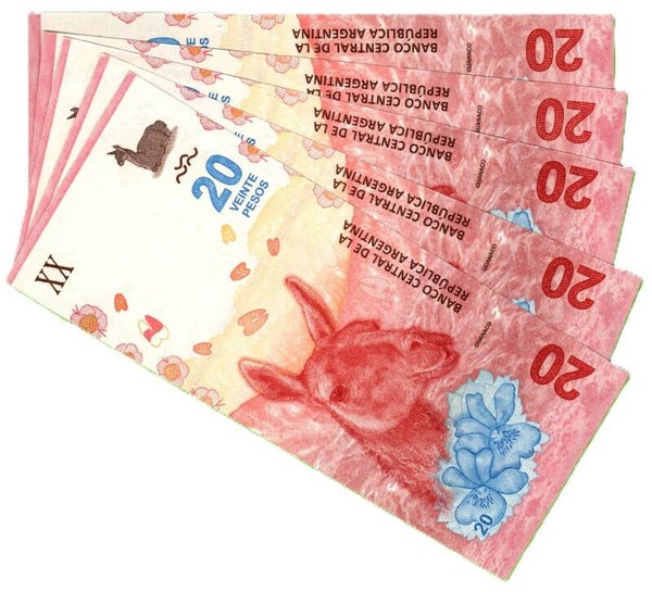 Argentina 20 Pesos 207, P-361(1) Lote 5 Pcs Unc