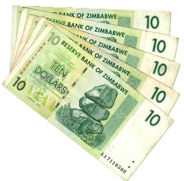 Zimbadwe 5 Dollar 2007, P-123 Lote 5 Pcs Circ