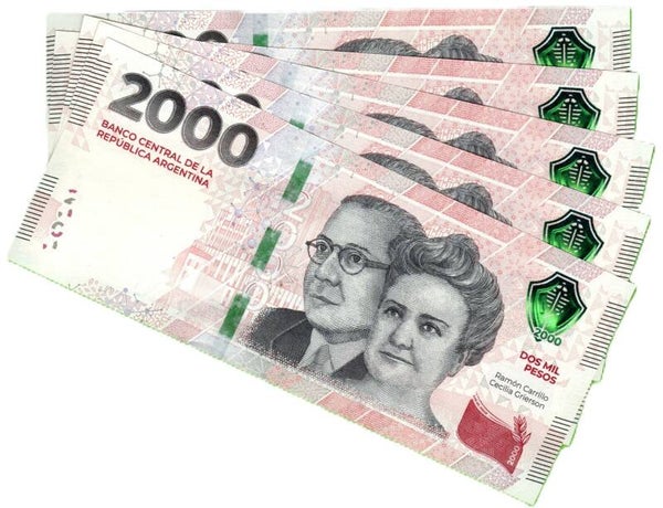 Argentina 2000 Pesos 2023, P-368b Lote 5 Pcs Unc